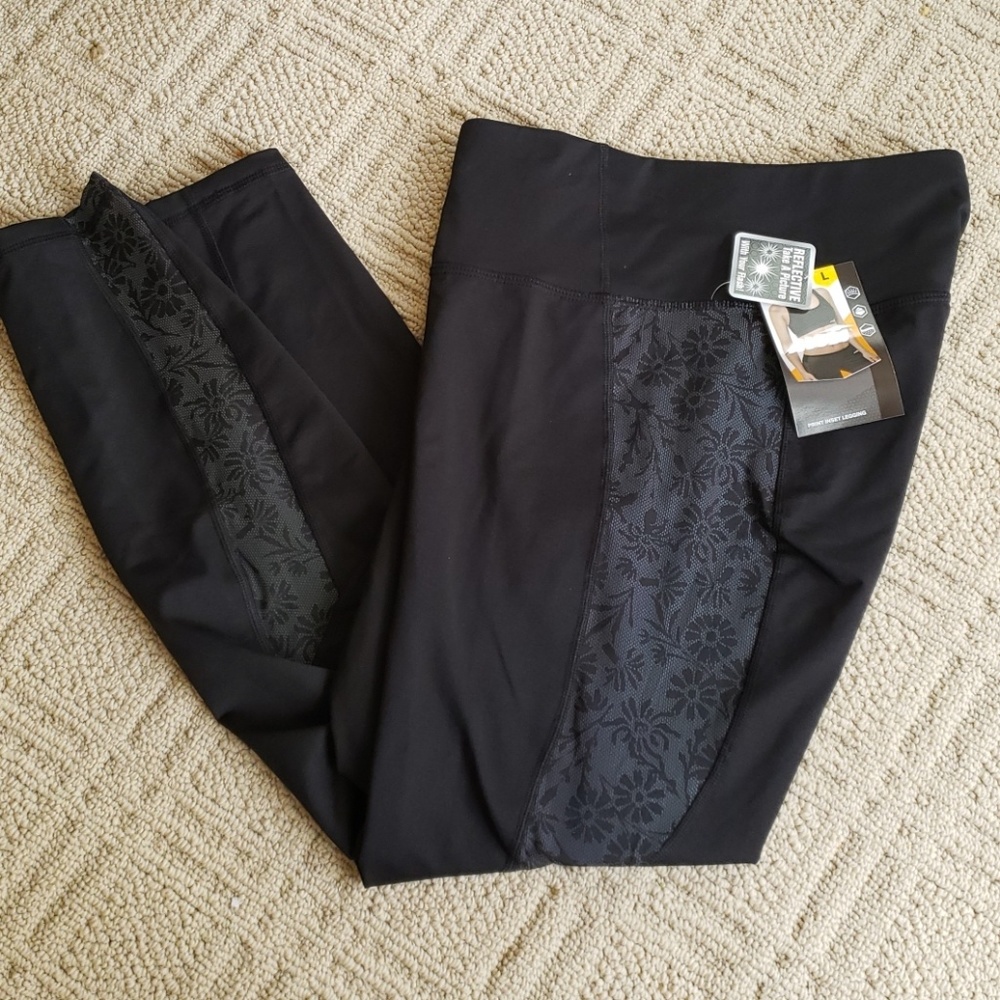 Avia reflective flower print black workout legging